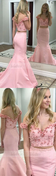 Two Piece Off-the-Shoulder Prom Dress with Appliques Beading,BD99552