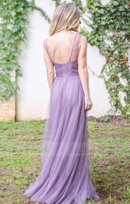 Long Bridesmaid Dress, Sleeveless Bridesmaid Dress, Tulle Bridesmaid Dress
