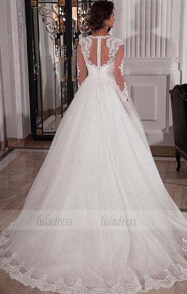 Long Sleeves Ivory Bridal Dress,BD99627