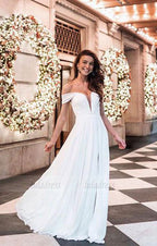 Simple White  Chiffon Long Prom Dress,Homecoming Dress