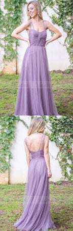 Long Bridesmaid Dress, Sleeveless Bridesmaid Dress, Tulle Bridesmaid Dress