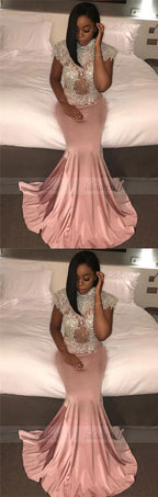 Mermaid Prom Dress Shiny Beaded Sequins Cap Sleeves Evening Gowns
