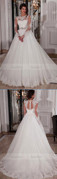 Long Sleeves Ivory Bridal Dress,BD99627