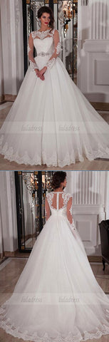 Long Sleeves Ivory Bridal Dress