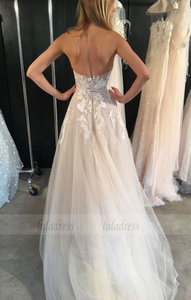 Floral Wedding Dresses,Aline Wedding Dress,Strapless Wedding Dress,BD99801