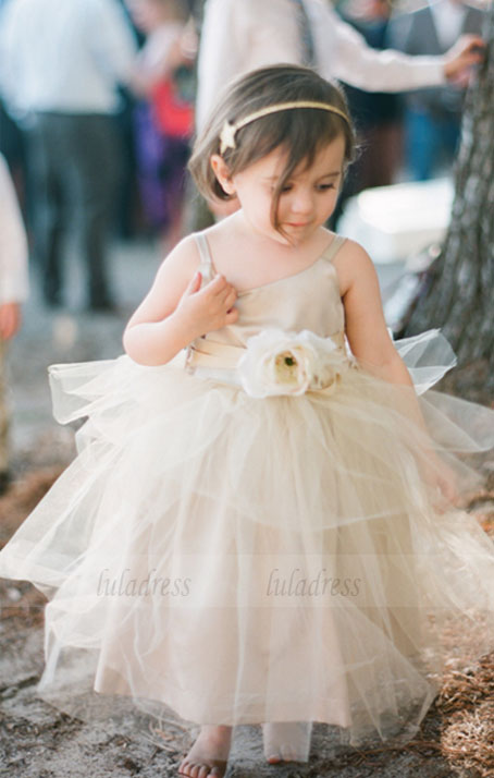 Ivory Flower Girls dress Forest Girl Dress Wedding Toddler girl dress Baby girl dress birthday outfit flower girl dresses