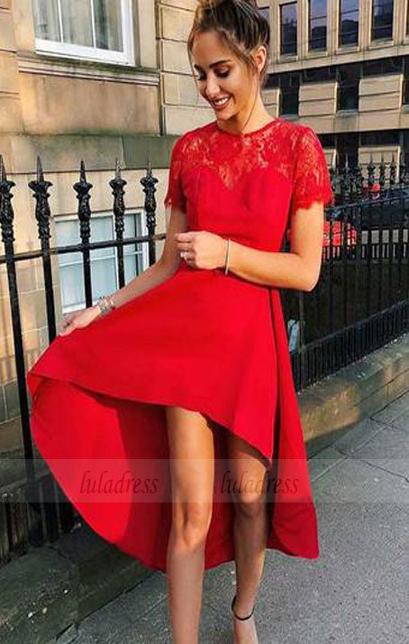 High Low Homecoming Dress,Homecoming Dress with Sleeves