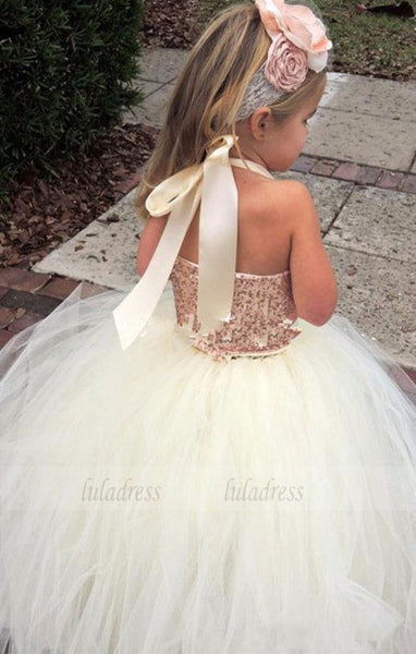 Flower Girl Dress,Cute Halter Long Flower Girl Dress,BD99746