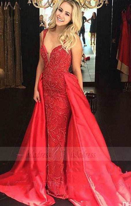 elegant prom dresses with beading, luxury a line sweep train evening gowns,BD98769