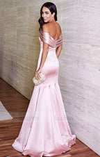 Off the Shoulder Satin Mermaid Prom Evening Dresses