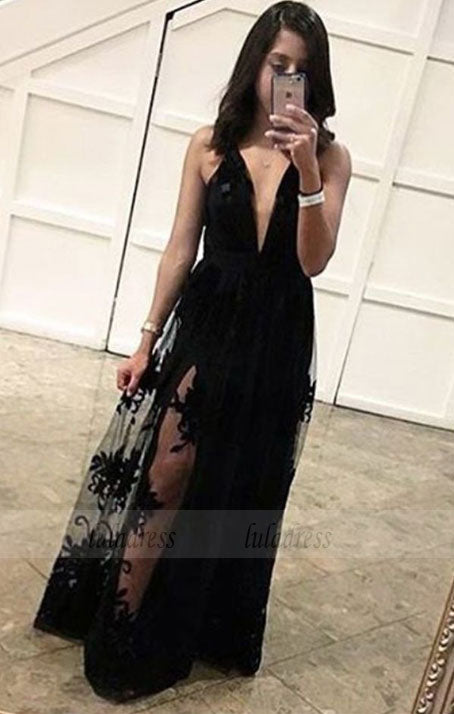 Charming Black Prom Dress, Sexy Sleeveless Prom Dresses, Long Evening Party Dress,BD99011