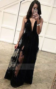 Charming Black Prom Dress, Sexy Sleeveless Prom Dresses, Long Evening Party Dress,BD99011