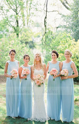 Light Blue Bridesmaid Dresses, Country Bridesmaid Dresses, Long Rustic Bridesmaid Dresses,BD98133