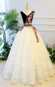 Custom made v neck long prom dress, ball gown prom dress,BD98204
