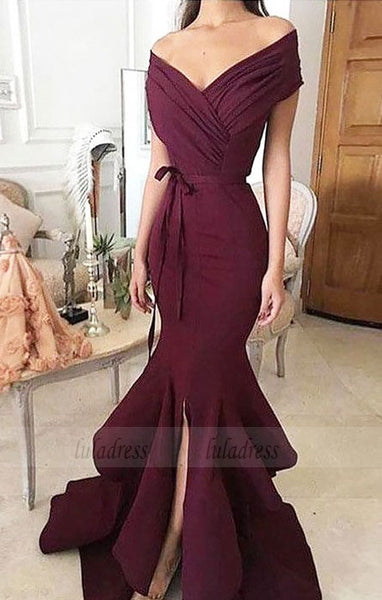 Simple off shoulder long prom dress, evening dress Prom Gowns, Formal Women Dress,BD99039