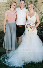 A-Line Pleated Off the Shoulder Sage Bridesmaid Dresses