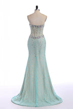 light blue prom dress,long Prom Dress,strapless prom dress,side slit prom dress,charming evening dress