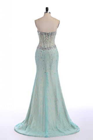 light blue prom dress,long Prom Dress,strapless prom dress,side slit prom dress,charming evening dress