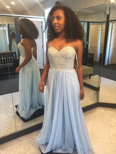 light blue Prom Dresses,long prom dress,sweetheart prom Dress,cheap prom dress,simple prom dress,BD2978