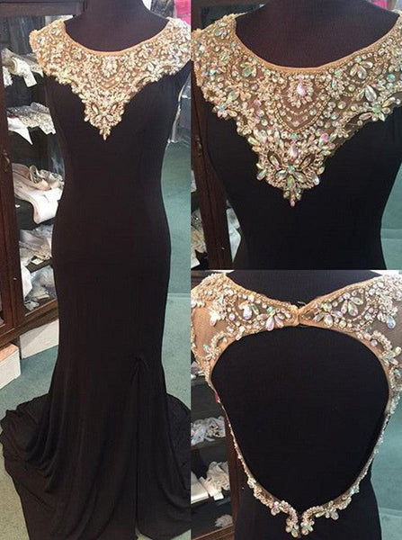 black Prom Dresses,open back prom dress,charming prom Dress,formal prom dress,BD2970