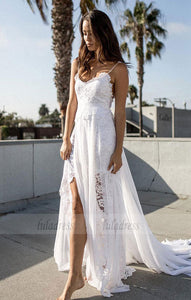 Chiffon Lace Wedding Gown Long Bridal Dress Cheap Custom Plus Size
