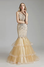 formal gorgeous beaded mermaid Long Prom Dress