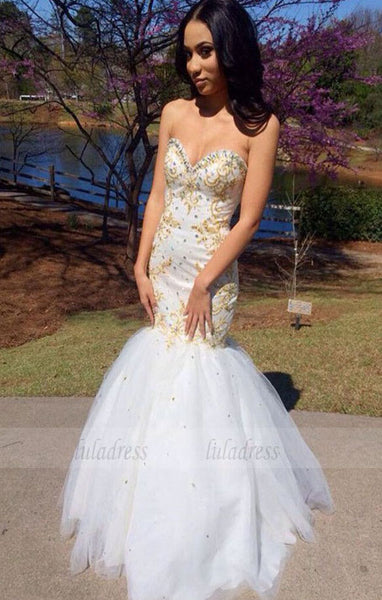 Mermaid Sweetheart Tulle Floor-length with Beading Prom Dresses,BD98663