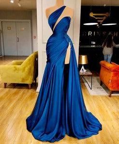 Blue Prom Dresses,One Shoulder Prom Dresses, Pageant Dresses For Women,BD930710