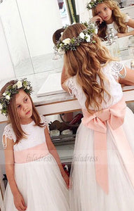 Lace Pink Sash Girl Birthday Wedding Party Formal Flower Girls Dress baby Pageant dresses,BD99411