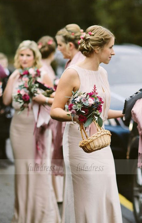 Mermaid Round Neck Keyhole Bridesmaid Dress