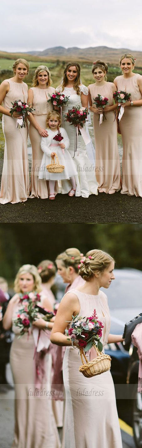 Mermaid Round Neck Keyhole Bridesmaid Dress