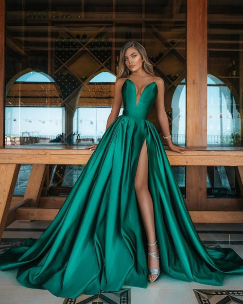 electric green prom dress Leely Women Sparkly Light Green Prom Dress With Slit Appliqued Sequin A Line Corset Tulle Long Evening Dress With Lace Up Back