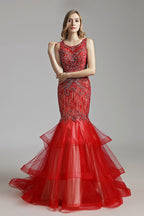formal gorgeous beaded mermaid Long Prom Dress