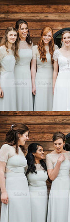 Short Sleeves Bridesmaid Dress with Lace