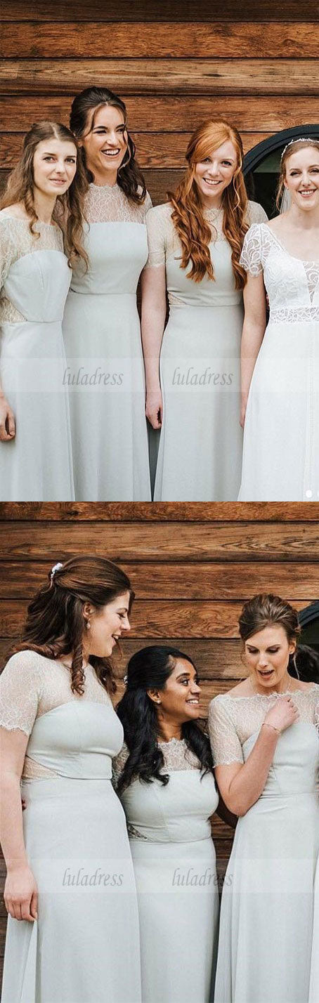 Short Sleeves Bridesmaid Dress with Lace