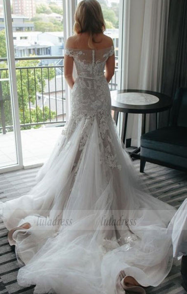 Lace and Tulle Wedding Dresses, Sexy Wedding Dresses, Tulle Wedding Dress with Appliques,BD99610