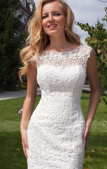 Lace Wedding Dress, Sleeveless Wedding Dress, Open-Back Wedding Dress, Charming Wedding Dress