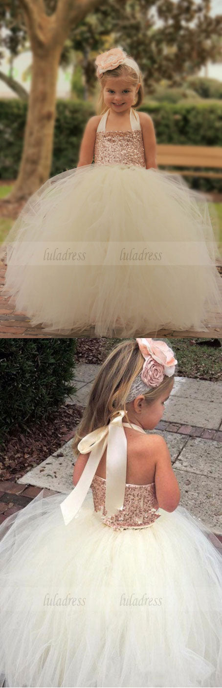 Flower Girl Dress,Cute Halter Long Flower Girl Dress
