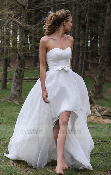High low Wedding Dress,Destination Wedding Dress,Strapless Wedding Dress,BD99805