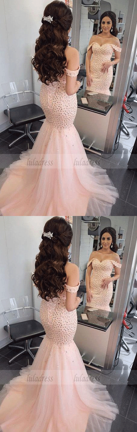 hair for mermaid dress Luxurious Beaded Off Shoulder Mermaid Evening Dresses Bodice Corset Pr –  luladress