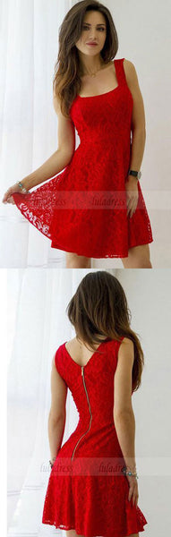 Red Homecoming Dress,Lace Homecoming Dresses,Short Homecoming Dresses,Cheap Cocktail Dresses,Short Prom Dress,BD98056