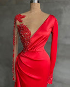 Mermaid Long Sleeves Ruffles Prom Dresses with Slit Online