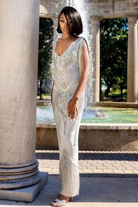 Glamorous White Crystal Sequins Prom Dresses Mermaid,PD21028