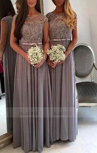 Long Bridesmaid Dress, Chiffon Bridesmaid Dress, Cap Sleeve Bridesmaid Dress,BD98886