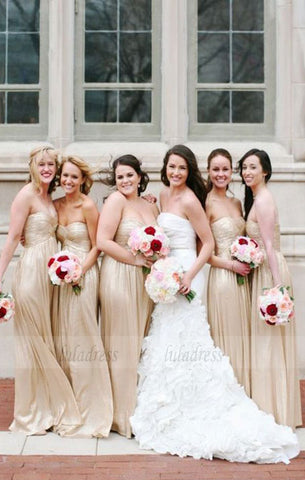 Sweetheart Bridesmaid Dresses With Pleats, Long Bridesmaid Dresses,BD98130