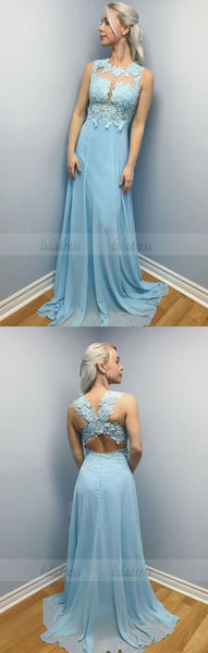 chiffon long prom dress, party dress elegant blue chiffon long prom dress evening dress,BD98737
