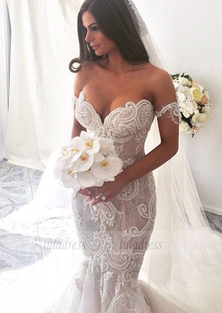 Lace Appliques Sweetheart  Mermaid Wedding Dress