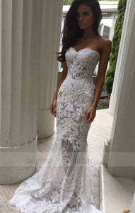 Charming White Lace Wedding Dress,Sexy Sweetheart Bridal Dress,BD99614