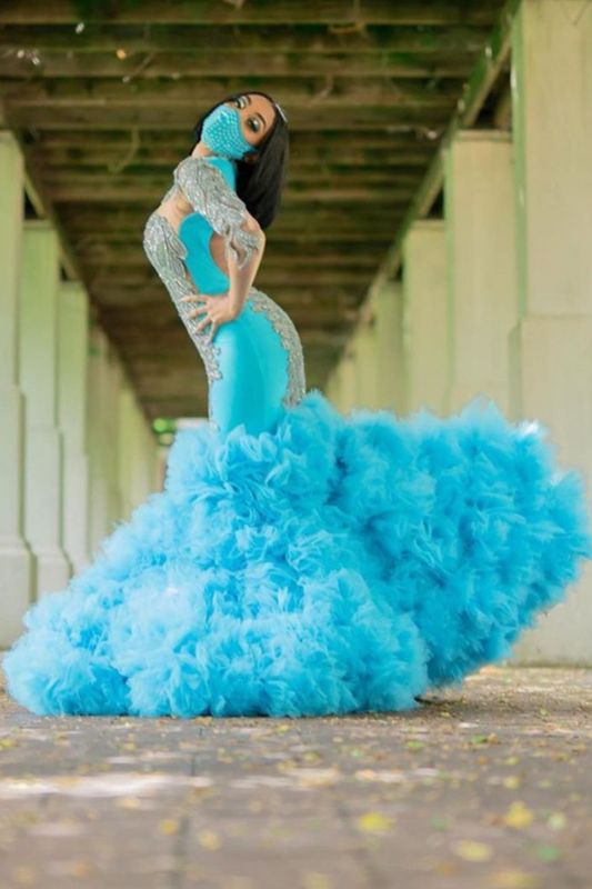 Gorgeous Royal Blue Beading Prom Dress Mermaid,PD21041