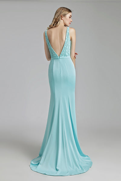 V-neck Mermaid Formal Long Evening Dress, LX504